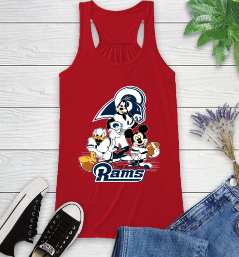 NFL Los Angeles Rams Mickey Mouse Donald Duck Goofy Football Shirt Racerback Tank 5