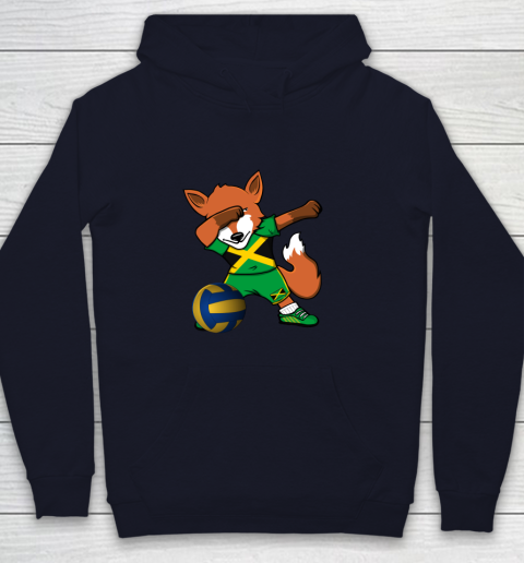 Dabbing Fox Jamaica Volleyball Fans Jersey Jamaican Youth Hoodie 3