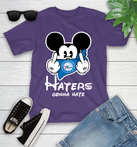 NBA Philadelphia 76ers Haters Gonna Hate Mickey Mouse Disney Basketball T Shirt Youth T-Shirt 3