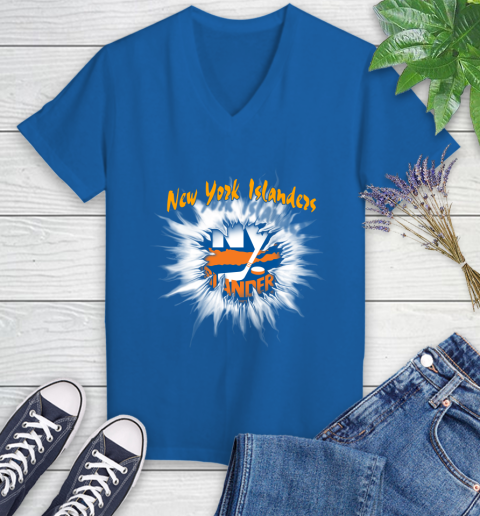 New York Islanders NHL Hockey Adoring Fan Rip Sports Women's V-Neck T-Shirt 10