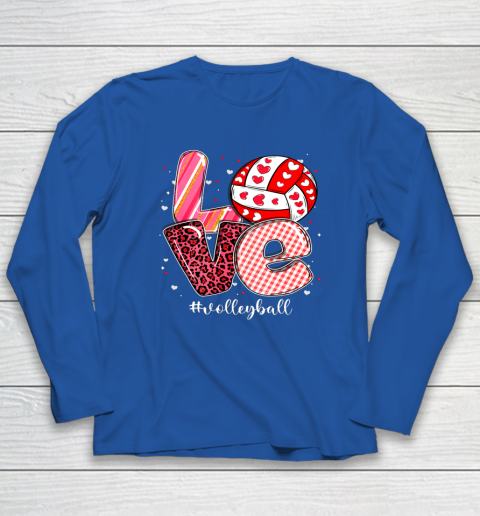 Funny Valentine Volleyball Player Sport Lovers Family Outfit Long Sleeve T-Shirt 13