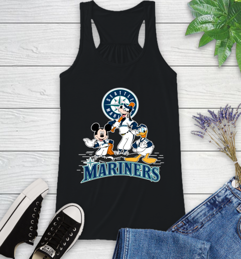 MLB Seattle Mariners Mickey Mouse Donald Duck Goofy Baseball T Shirt Racerback Tank