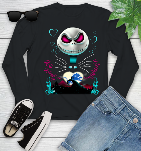 NFL Detroit Lions Jack Skellington Sally The Nightmare Before Christmas Football Youth Long Sleeve