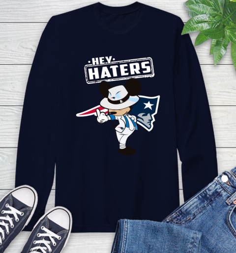 NFL Hey Haters Mickey Football Sports New England Patriots Long Sleeve T-Shirt 3