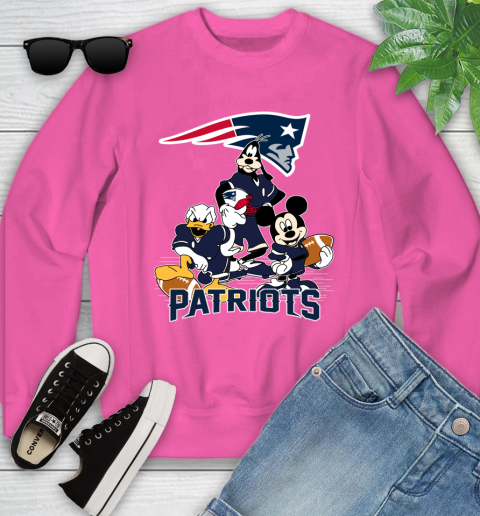 NFL New England Patriots Mickey Mouse Donald Duck Goofy Football Shirt Youth Sweatshirt 6