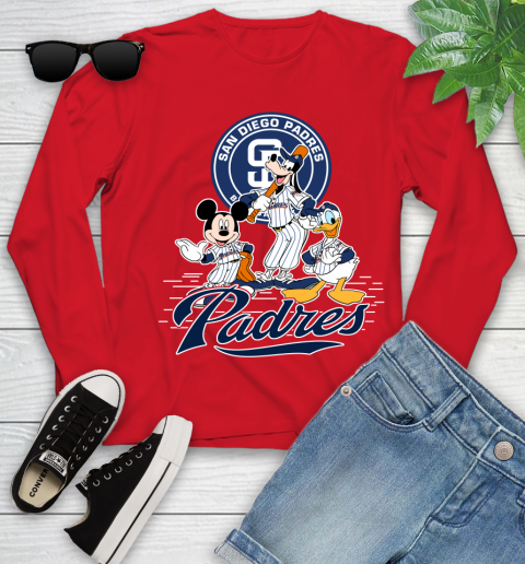 MLB San Diego Padres Mickey Mouse Donald Duck Goofy Baseball T Shirt Youth Long Sleeve 11