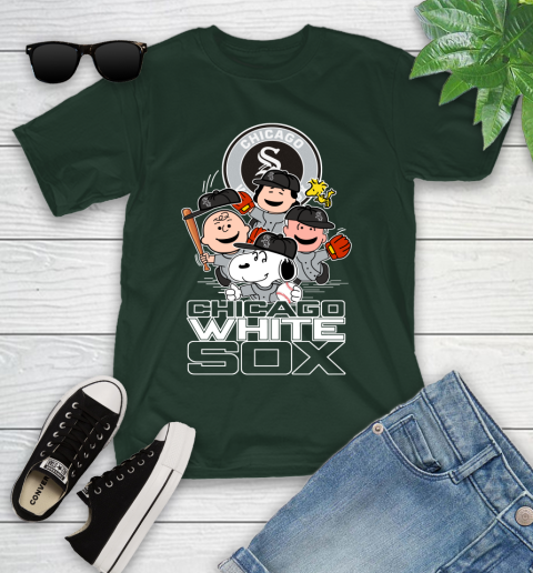 MLB Chicago White Sox Snoopy Charlie Brown Woodstock The Peanuts Movie Baseball T Shirt_000 Youth T-Shirt 5