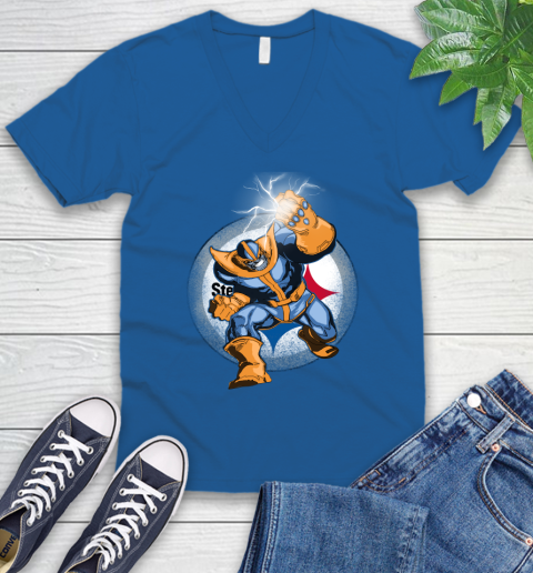 Pittsburgh Steelers NFL Football Thanos Avengers Infinity War Marvel V-Neck T-Shirt 5