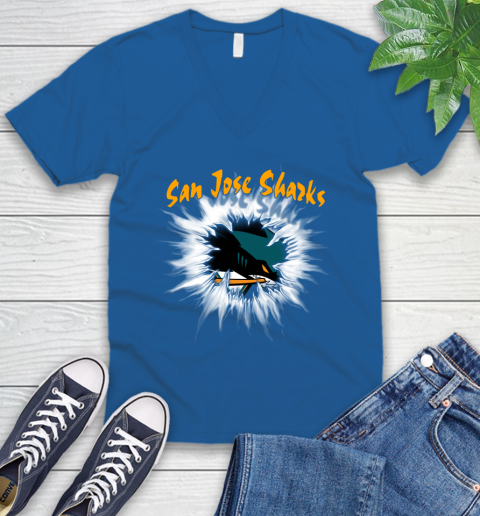 San Jose Sharks NHL Hockey Adoring Fan Rip Sports V-Neck T-Shirt 5