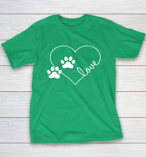 Cute Love Hearts Valentine Day Paw Print Dog Owner Dog Lover Youth T-Shirt 5