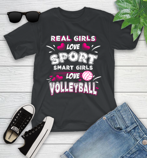 Real Girls Loves Sport Smart Girls Play Volleyball Youth T-Shirt