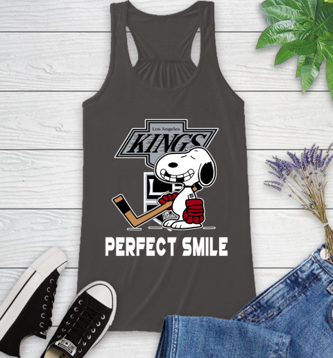 NHL Los Angeles Kings Snoopy Perfect Smile The Peanuts Movie Hockey T Shirt Racerback Tank 11
