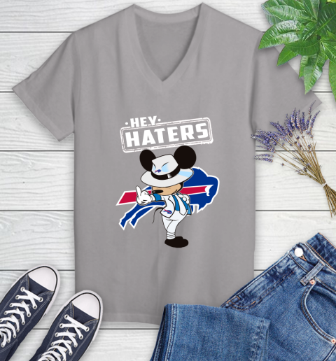NFL Hey Haters Mickey Football Sports Buffalo Bills Women's V-Neck T-Shirt 4
