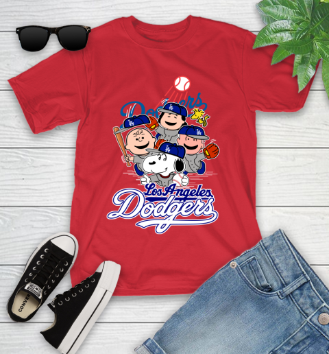 MLB Los Angeles Dodgers Snoopy Charlie Brown Woodstock The Peanuts Movie Baseball T Shirt_000 Youth T-Shirt 13