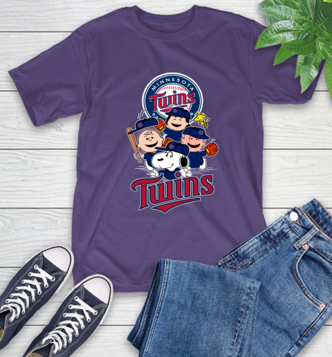 MLB Minnesota Twins Snoopy Charlie Brown Woodstock The Peanuts Movie Baseball T Shirt_000 T-Shirt 5