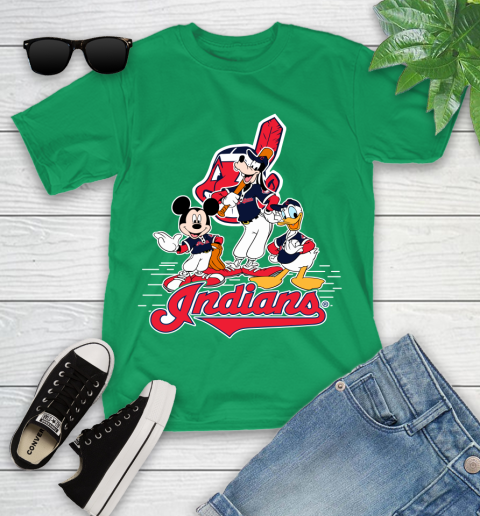 MLB Cleveland Indians Mickey Mouse Donald Duck Goofy Baseball T Shirt Youth T-Shirt 8