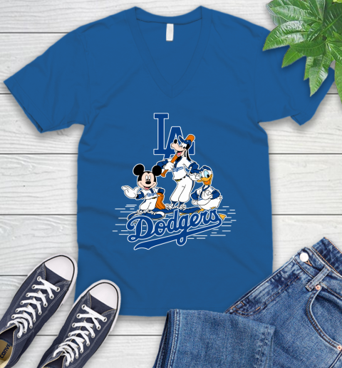 MLB Los Angeles Dodgers Mickey Mouse Donald Duck Goofy Baseball T Shirt V-Neck T-Shirt 5