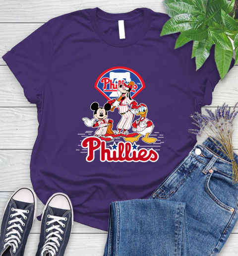 MLB Philadelphia Phillies Mickey Mouse Donald Duck Goofy Baseball T Shirt Women's T-Shirt 4