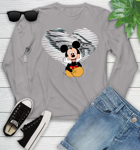 NFL Philadelphia Eagles The Heart Mickey Mouse Disney Football T Shirt_000 Youth Long Sleeve 5