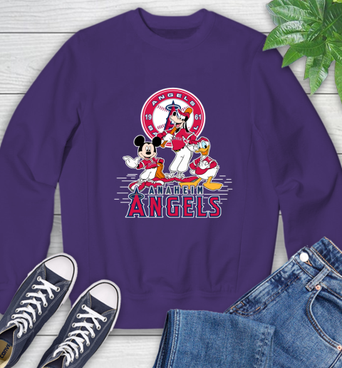 MLB Los Angeles Angels Mickey Mouse Donald Duck Goofy Baseball T Shirt Sweatshirt 4