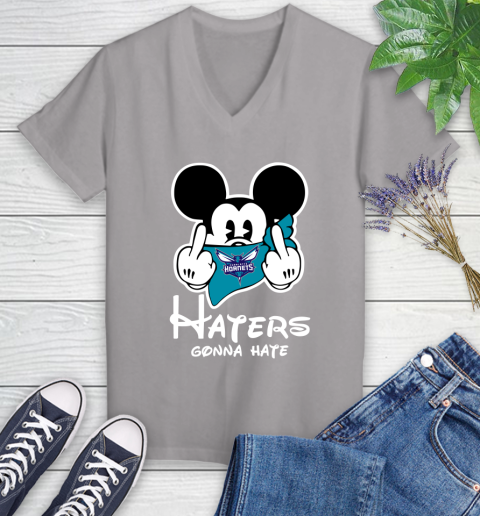 NBA Charlotte Hornets Haters Gonna Hate Mickey Mouse Disney Basketball T Shirt Women's V-Neck T-Shirt 4