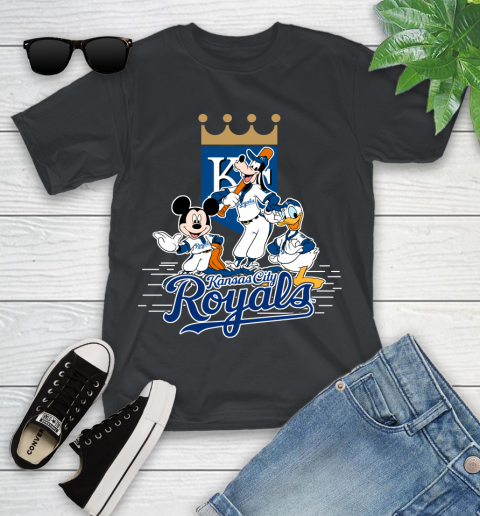 MLB Kansas City Royals Mickey Mouse Donald Duck Goofy Baseball T Shirt Youth T-Shirt