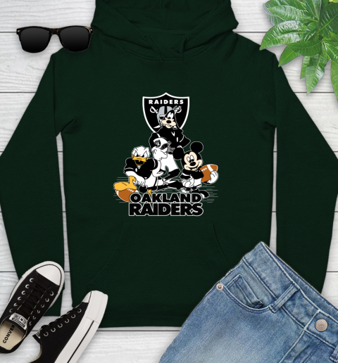 NFL Oakland Raiders Mickey Mouse Donald Duck Goofy Football Shirt Youth Hoodie 14
