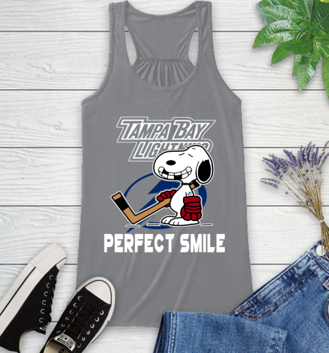 NHL Tampa Bay Lightning Snoopy Perfect Smile The Peanuts Movie Hockey T Shirt Racerback Tank 4