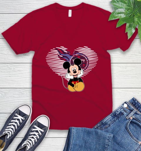 NFL Tennessee Titans The Heart Mickey Mouse Disney Football T Shirt_000 V-Neck T-Shirt 7