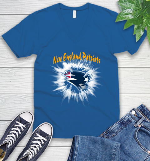 New England Patriots NFL Football Adoring Fan Rip Sports V-Neck T-Shirt 5