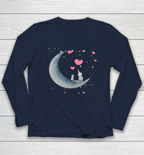 Heart Balloon Elephant Vintage Valentine Mom Crescent Moon Long Sleeve T-Shirt 9