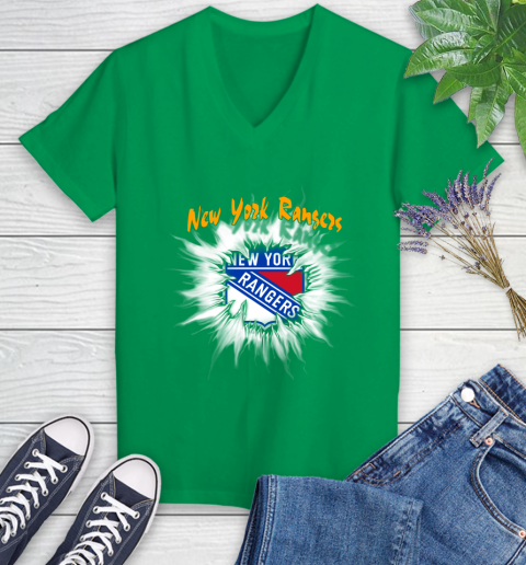 New York Rangers NHL Hockey Adoring Fan Rip Sports Women's V-Neck T-Shirt 5