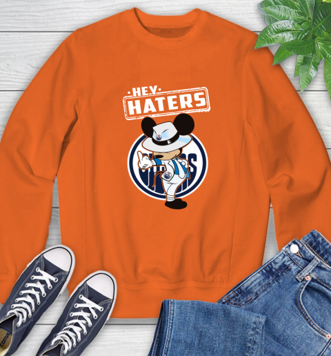 NHL Hey Haters Mickey Hockey Sports Edmonton Oilers Sweatshirt 3