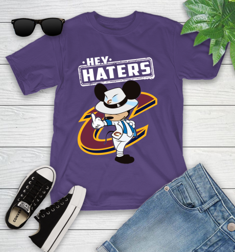 NBA Hey Haters Mickey Basketball Sports Cleveland Cavaliers Youth T-Shirt 3