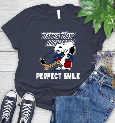 NHL Tampa Bay Lightning Snoopy Perfect Smile The Peanuts Movie Hockey T Shirt Women's T-Shirt 14