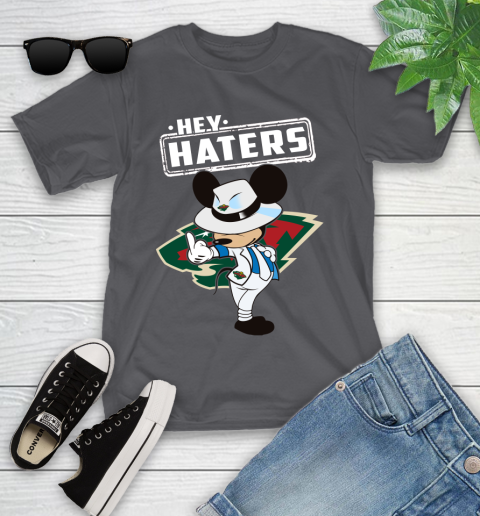NHL Hey Haters Mickey Hockey Sports Minnesota Wild Youth T-Shirt 6
