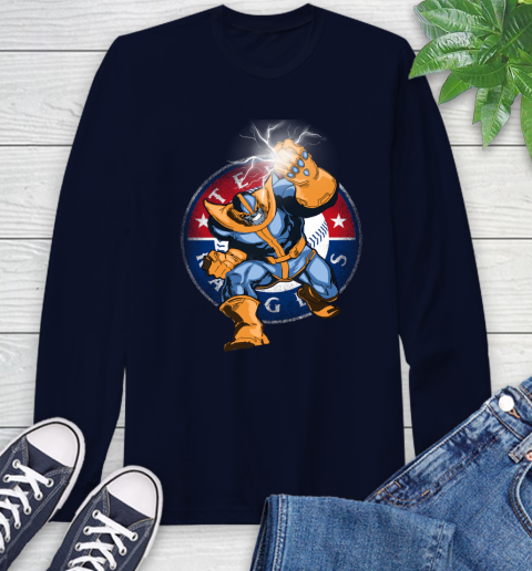Texas Rangers MLB Baseball Thanos Avengers Infinity War Marvel Long Sleeve T-Shirt 3