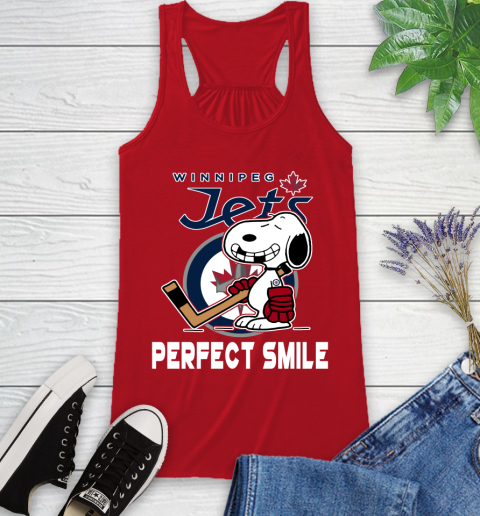 NHL Winnipeg Jets Snoopy Perfect Smile The Peanuts Movie Hockey T Shirt Racerback Tank 5