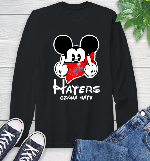 MLB Los Angeles Dodgers Haters Gonna Hate Mickey Mouse Disney Baseball T Shirt_000 Long Sleeve T-Shirt