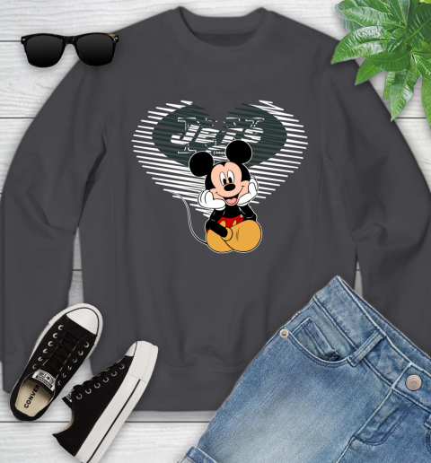 NFL New York Jets The Heart Mickey Mouse Disney Football T Shirt_000 Youth Sweatshirt 5