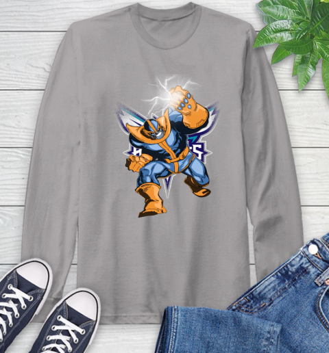 Charlotte Hornets NBA Basketball Thanos Avengers Infinity War Marvel Long Sleeve T-Shirt 6