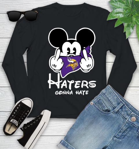 NFL Minnesota Vikings Haters Gonna Hate Mickey Mouse Disney Football T Shirt Youth Long Sleeve