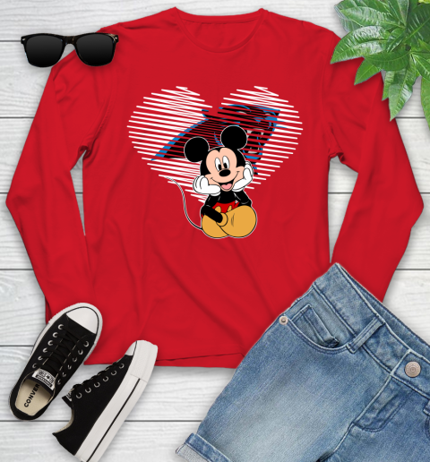NFL Carolina Panthers The Heart Mickey Mouse Disney Football T Shirt_000 Youth Long Sleeve 11