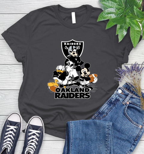 NFL Oakland Raiders Mickey Mouse Donald Duck Goofy Football Shirt Women's T-Shirt 8