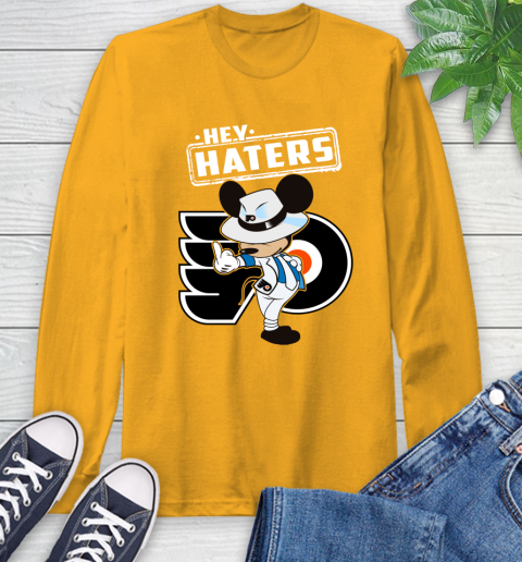 NHL Hey Haters Mickey Hockey Sports Philadelphia Flyers Long Sleeve T-Shirt 2