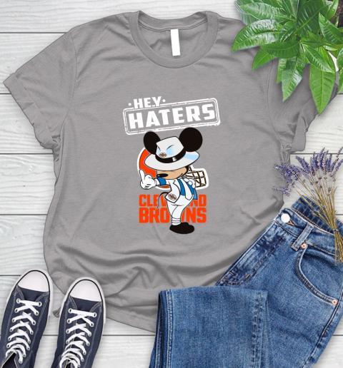 NFL Hey Haters Mickey Football Sports Cleveland Browns Women's T-Shirt 5