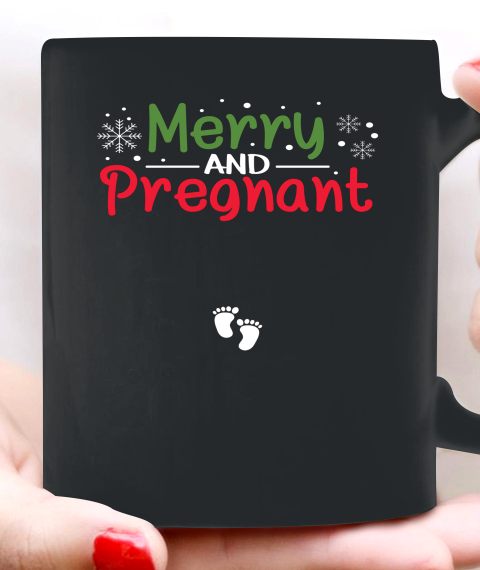 Merry And Pregnant Baby Feet Christmas Pregnancy Reval Lover Ceramic Mug 11oz