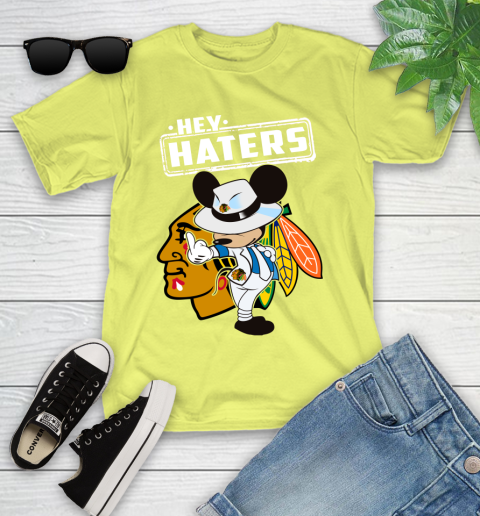 NHL Hey Haters Mickey Hockey Sports Chicago Blackhawks Youth T-Shirt 10