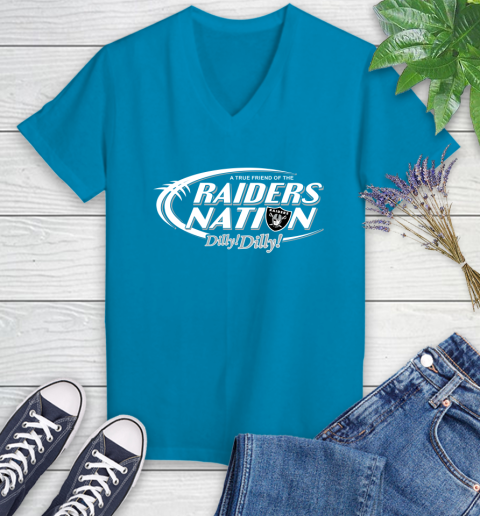 NFL A True Friend Of The Oakland Raiders Dilly Dilly Football Sports Women's V-Neck T-Shirt 7