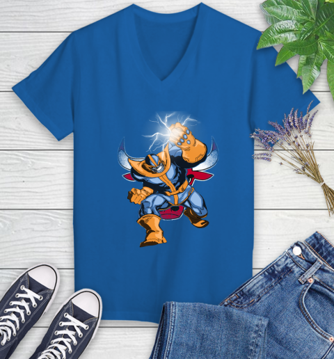 Chicago Bulls NBA Basketball Thanos Avengers Infinity War Marvel Women's V-Neck T-Shirt 10